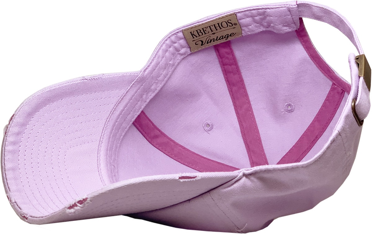 Lavender Distressed Vintage Baseball Cap Inside Turned Over View
